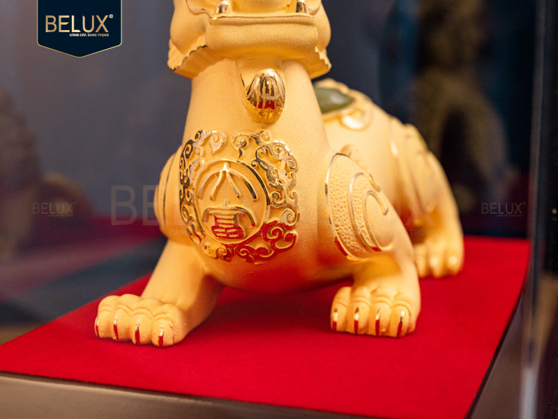 Tượng Tỳ Hưu dát vàng cát&nbsp;15x7.5x11cm